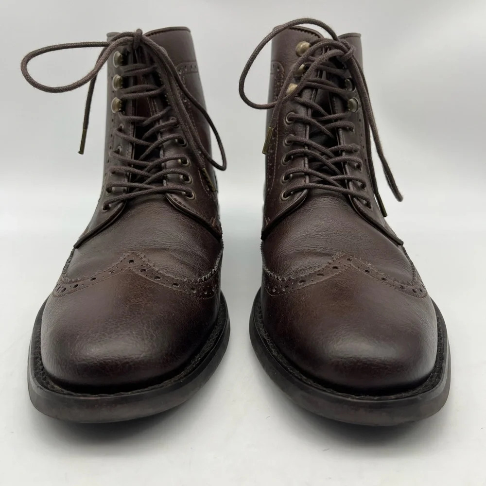 WVS Vegan Leather Lace Up Brown Boot. Size 42